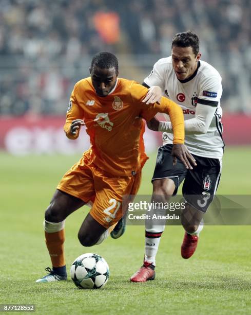 Adriano of Besiktas in action against Ricardo of Porto during the UEFA Champions League Group G soccer match between Besiktas and Porto at the...