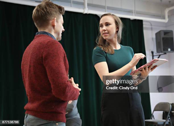 Actors Samantha Hill and Andrew Keenan-Bolger participate in "Kris Kringle The Musical" preview presentation at Ripley Greer Studios on November 21,...