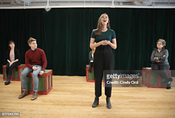 Actors Kim Crosby, Andrew Keenan-Bolgerm Samantha Hill, Cathy Rigby and Pamela Myers participate in "Kris Kringle The Musical" preview presentation...