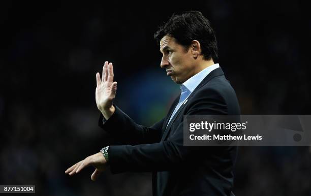 Chris Coleman, manager of Sunderland looks on during the Sky Bet Championship match between Aston Villa and Sunderland at Villa Park on November 21,...