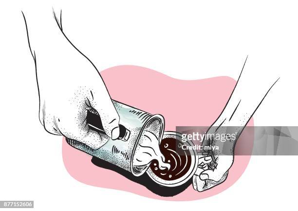 american coffee / bartender - latte art stock illustrations