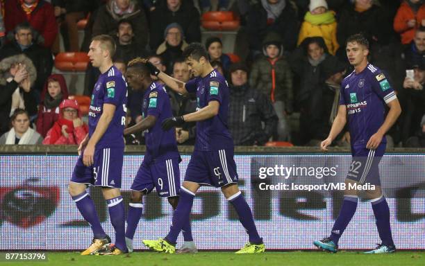 Mouscron , Belgium / Excel Mouscron v Rsc Anderlecht / "nHenry ONYEKURU - Celebration"nFootball Jupiler Pro League 2017 - 2018 Matchday 15 /...