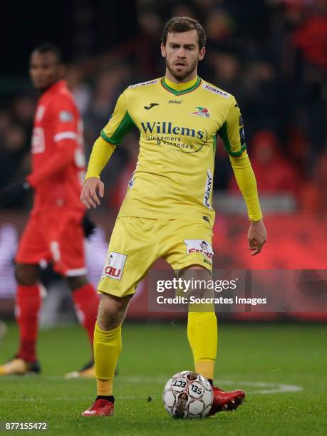 Nicolas Lombaerts of KV Oostende during the Belgium Pro League match between Standard Luik v KV Oostende at the Stade Maurice Dufrasne on November...