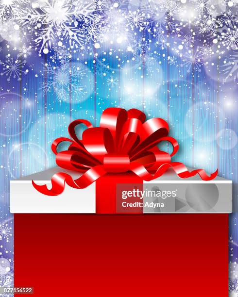 red gift box - rustic white wood christmas background stock illustrations