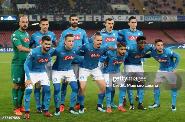 Players of Napoli pose for photo prior the UEFA Champions League group F match between SSC Napoli and Shakhtar Donetsk at Stadio San Paolo on...