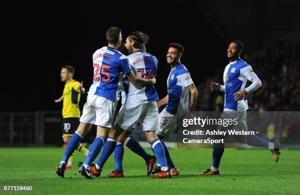 Blackburn Rovers' Charlie Mulgrew celebrates scoring the opening goal during the Sky Bet League One match between Oxford United and Blackburn Rovers...