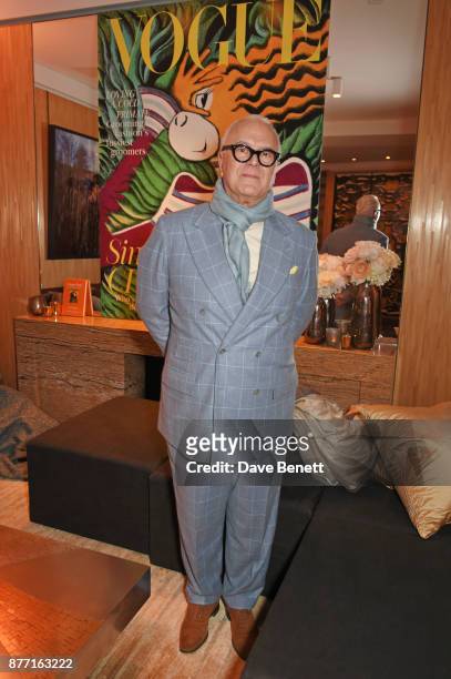 Manolo Blahnik attends Louis Vuittons Celebration of GingerNutz in Vogue's December Issue on November 21, 2017 in London, England.