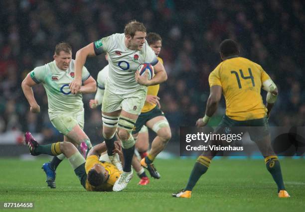 Joe Launchbury of England during the Old Mutual Wealth Series autumn international match between England and Australia at Twickenham Stadium on...