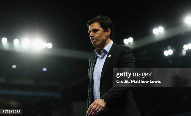 Chris Coleman, manager of Sunderland looks on during the Sky Bet Championship match between Aston Villa and Sunderland at Villa Park on November 21,...