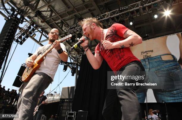 Scott Bartlett and Jared Weeks of Saving Abel perform during the 2009 Rock On The Range festival at Columbus Crew Stadium on May 17, 2009 in...