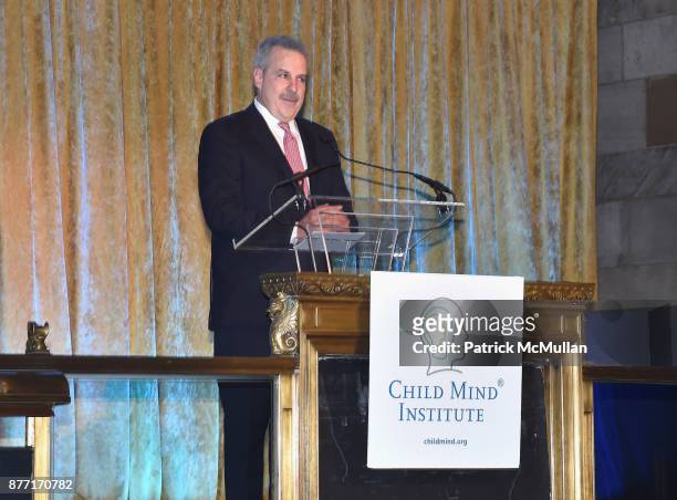 Dr. Harold Koplewicz speaks onstage at the Child Mind Institute 2017 Child Advocacy Award Dinner at Cipriani 42nd Street on November 20, 2017 in New...