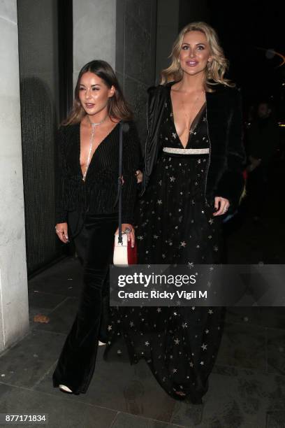 Louise Thompson and Stephanie Pratt seen attending LOTD x Louise Thompson - launch party at STK London on November 21, 2017 in London, England.