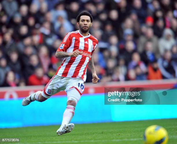 Jermaine Pennant of Stoke City in action during a Barclays Premier League match between Stoke City and Blackburn Rovers at the Britannia Stadium on...