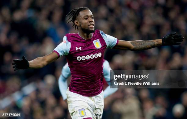 Josh Onomah of Aston Villa scores for Aston Villa during the Sky Bet Championship match between Aston Villa and Sunderland at Villa Park on November...