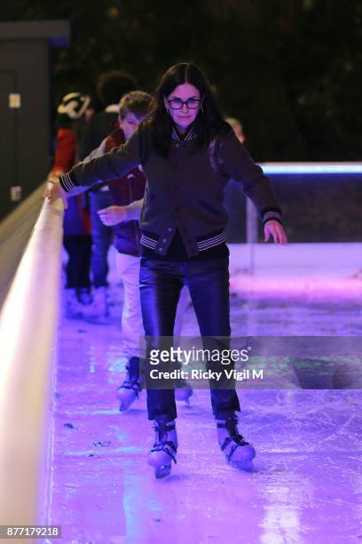Courteney Cox seen ice skating at the Natural History Museum Ice Rink on November 21, 2017 in London, England.