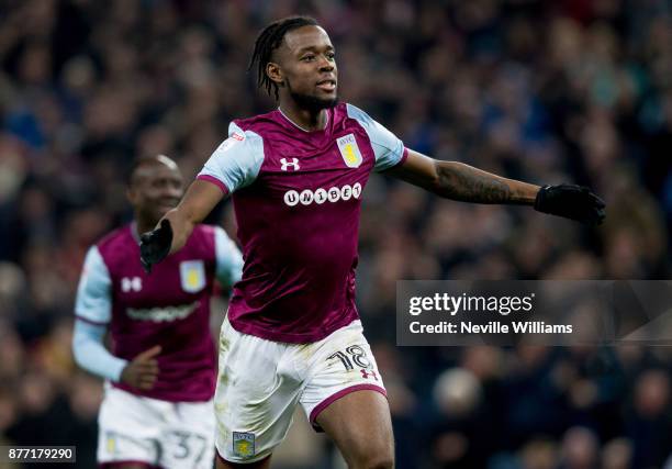 Josh Onomah of Aston Villa scores for Aston Villa during the Sky Bet Championship match between Aston Villa and Sunderland at Villa Park on November...