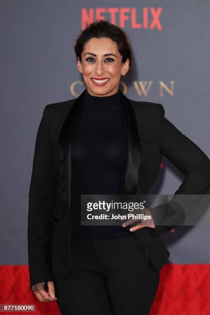 Saira Khan attends the World Premiere of season 2 of Netflix "The Crown" at Odeon Leicester Square on November 21, 2017 in London, England.