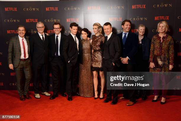 Executive producer Andy Harries, Stephen Daldry, director Phillip Martin, Matt Smith, Claire Foy, Vanessa Kirby, creator Peter Morgan, director Ben...