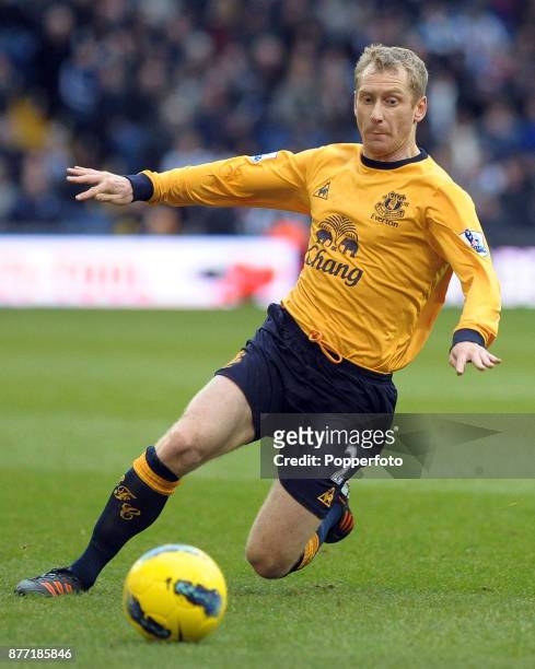 Tony Hibbert of Everton in action during a Barclays Premier League match between West Bromwich Albion and Everton at The Hawthorns on January 01,...