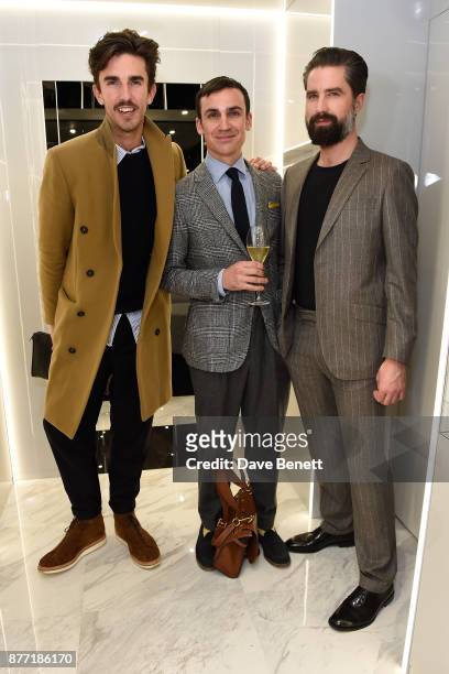 Teo van den Broeke, Henry Lloyd-Hughes and Jack Guinness attend the men's grooming event for the opening of the first TOM FORD global beauty store in...