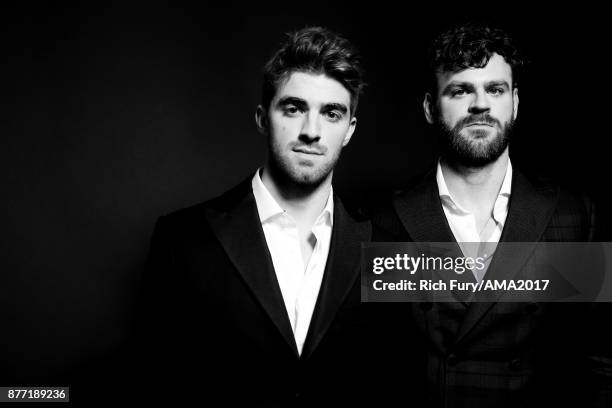 Andrew Taggart and Alex Pall of The Chainsmokers pose for a portrait during the 2017 American Music Awards at Microsoft Theater November 19, 2017 in...