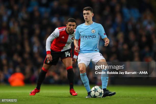 Phil Foden of Manchester City during the UEFA Champions League group F match between Manchester City and Feyenoord at Etihad Stadium on November 21,...