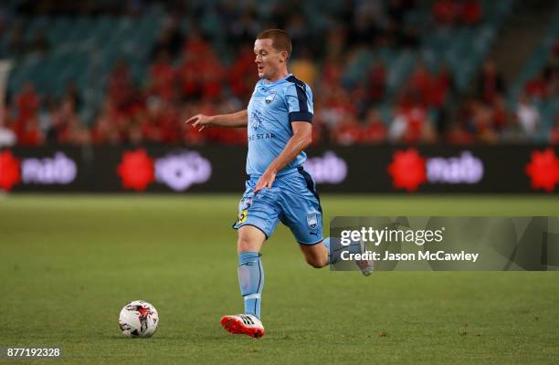 Brandon O'Neill of Sydney controls the ball during the FFA Cup Final match between Sydney FC and Adelaide United at Allianz Stadium on November 21,...