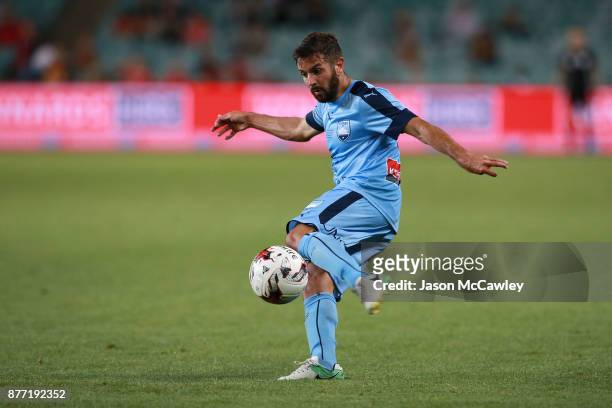 Michael Zullo of Sydney controls the ball during the FFA Cup Final match between Sydney FC and Adelaide United at Allianz Stadium on November 21,...