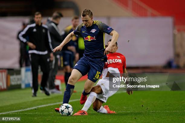 Lukas Klostermann of RB Leipzig, Rony Lopes of AS Monaco during the UEFA Champions League match between AS Monaco v RB Leipzig at the Stade Louis II...