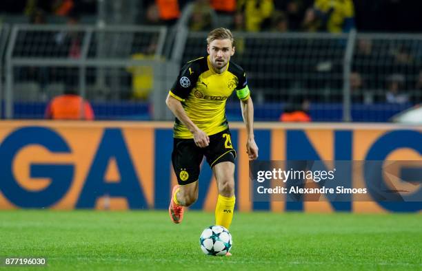 Marcel Schmelzer of Borussia Dortmund in action during the UEFA Champions League match between Borussia Dortmund and Tottenham Hotspur at Signal...