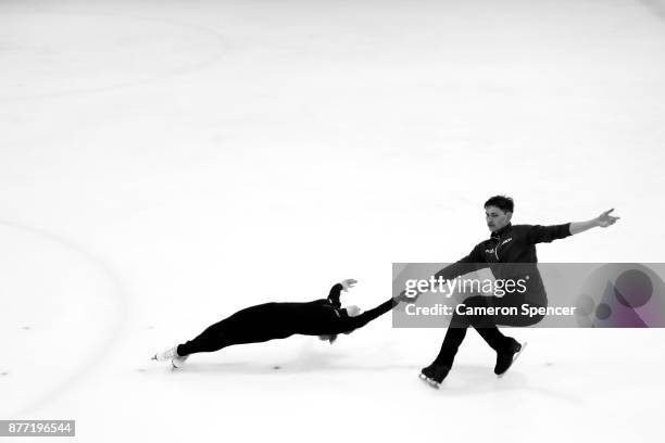 Australian figure skater Harley Windsor and his skating partner Ekaterina Alexandrovskaya practice their routine during a training session at...