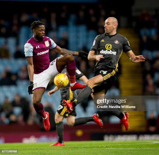 Josh Onomah of Aston Villa during the Sky Bet Championship match between Aston Villa and Sunderland at Villa Park on November 20, 2017 in Birmingham,...