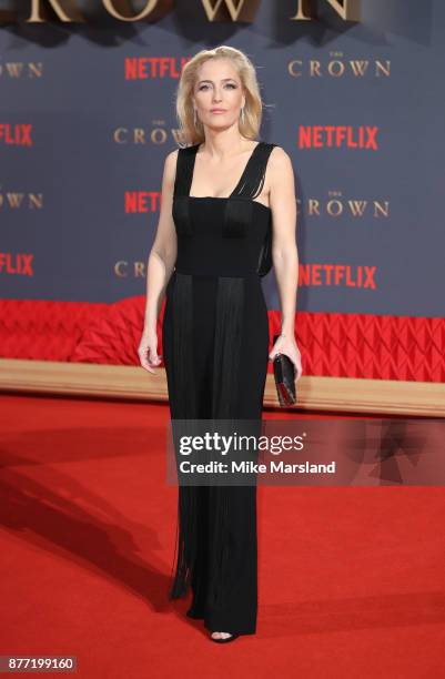 Gillian Anderson attends the World Premiere of season 2 of Netflix "The Crown" at Odeon Leicester Square on November 21, 2017 in London, England.