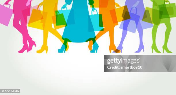 high street shoppers - woman supermarket stock illustrations