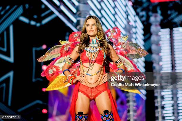 Victoria's Secret Angel Alessandra Ambrosio walks the runway during the 2017 Victoria's Secret Fashion Show In Shanghai at Mercedes-Benz Arena on...