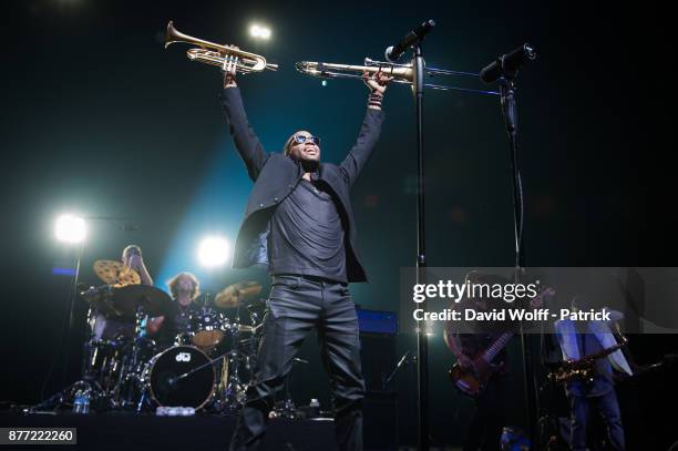 Trombone Shorty performs at L'Olympia on November 21, 2017 in Paris, France.