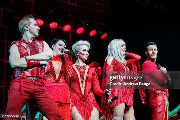 Claire Richards, Ian 'H' Watkins, Faye Tozer, Lee Lachford and Lisa Scott Lee of Steps perform at First Direct Arena Leeds on November 21, 2017 in...