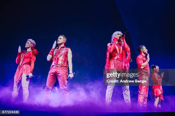 Claire Richards, Ian 'H' Watkins, Faye Tozer, Lee Lachford and Lisa Scott Lee of Steps perform at First Direct Arena Leeds on November 21, 2017 in...