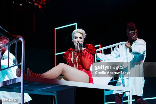 Claire Richards of Steps performs at First Direct Arena Leeds on November 21, 2017 in Leeds, England.
