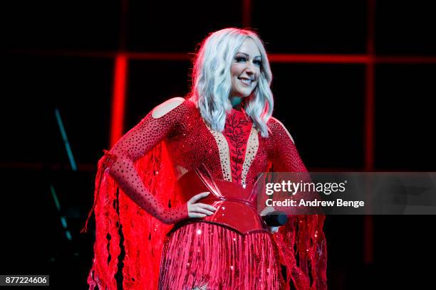 Faye Tozer of Steps performs at First Direct Arena Leeds on November 21, 2017 in Leeds, England.