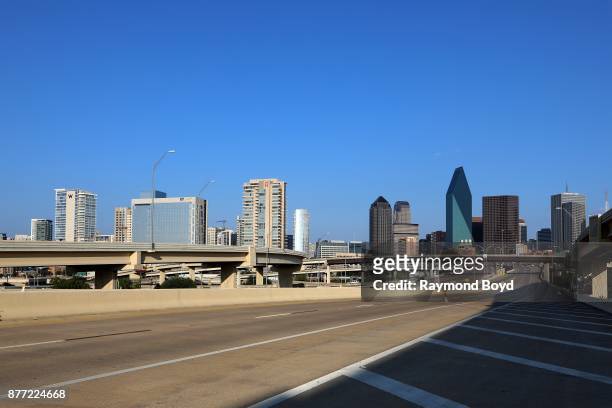 Partial view of downtown Dallas photographed from architect Santiago Calatrava's Margaret Hunt Hill Bridge in Dallas, Texas on November 5, 2017....