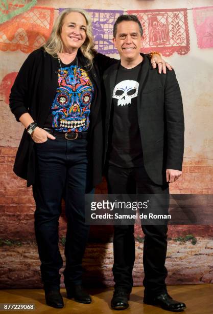 Darla K. Anderson and Lee Unkrich during 'Coco' Madrid Photocall on November 22, 2017 in Madrid, Spain.