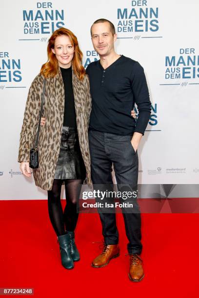 German actress Lavinia Wilson and her husband German actor Barnaby Metschurat attend the premiere of 'Der Mann aus dem Eis' at Zoo Palast on November...