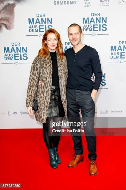 German actress Lavinia Wilson and her husband German actor Barnaby Metschurat attend the premiere of 'Der Mann aus dem Eis' at Zoo Palast on November...