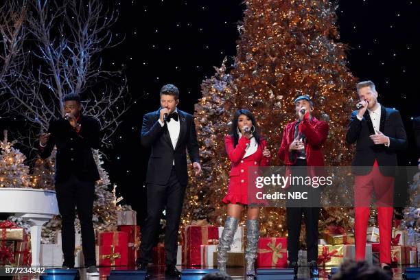 Pictured: Kevin Olusola, Brett Eldredge, Kirstin Maldonado, Mitch Grassi, Scott Hoying --