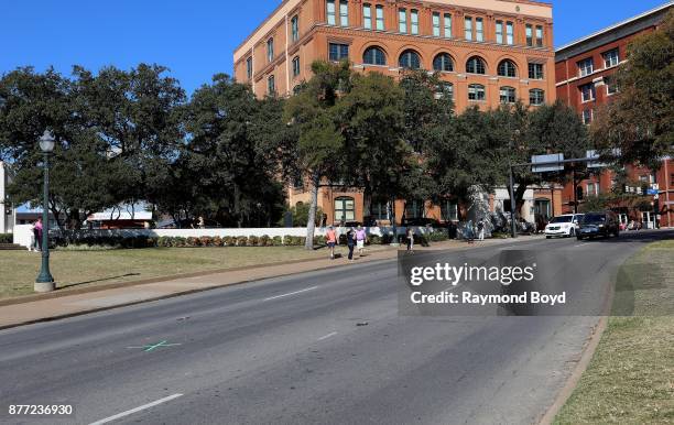 Marks the spot along Elm Street, which is the site where President John F. Kennedy was assassinated on November 22, 1963 in Dallas, Texas on November...