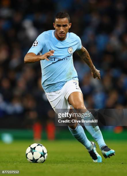 Danilo of Manchester City in action during the UEFA Champions League group F match between Manchester City and Feyenoord at Etihad Stadium on...