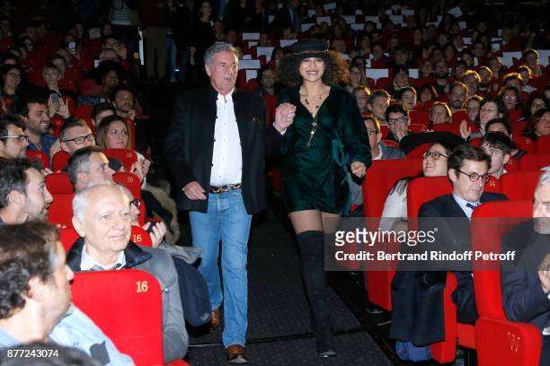 Actors of the movie Daniel Auteuil and Camelia Jordana attend the "Le Brio" movie Premiere at Cinema Gaumont Opera Capucines on November 21, 2017 in...