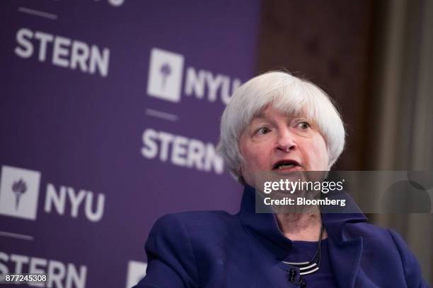 Janet Yellen, chair of the U.S. Federal Reserve, speaks during an event at the New York University Stern School of Business in New York, U.S., on...