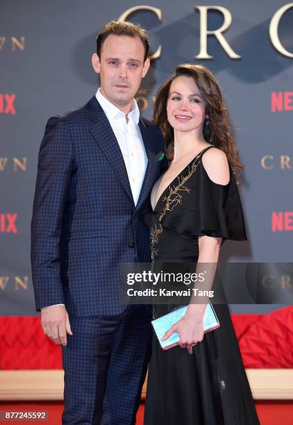 Harry Hadden-Paton and Rebecca Night attend the World Premiere of Netflix's "The Crown" Season 2 at Odeon Leicester Square on November 21, 2017 in...